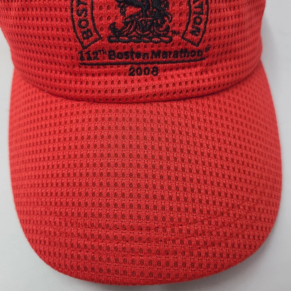 Vintage Boston Marathon Hat Adjustable Adidas Red Panel Mesh 2008 Running Men